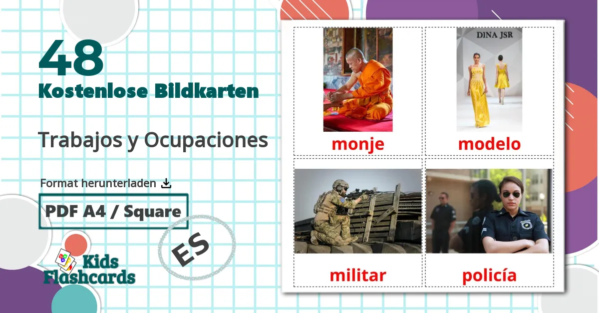 48 Bildkarten für Trabajos y Ocupaciones