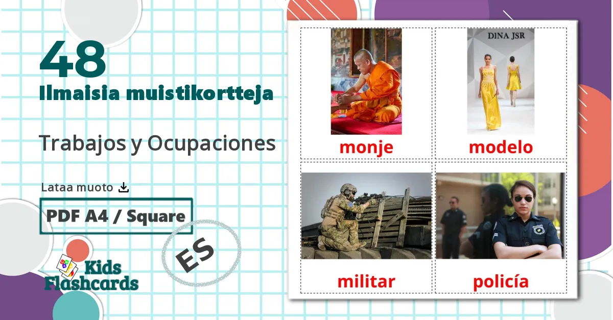 48 Trabajos y Ocupaciones lasten kuvakortit