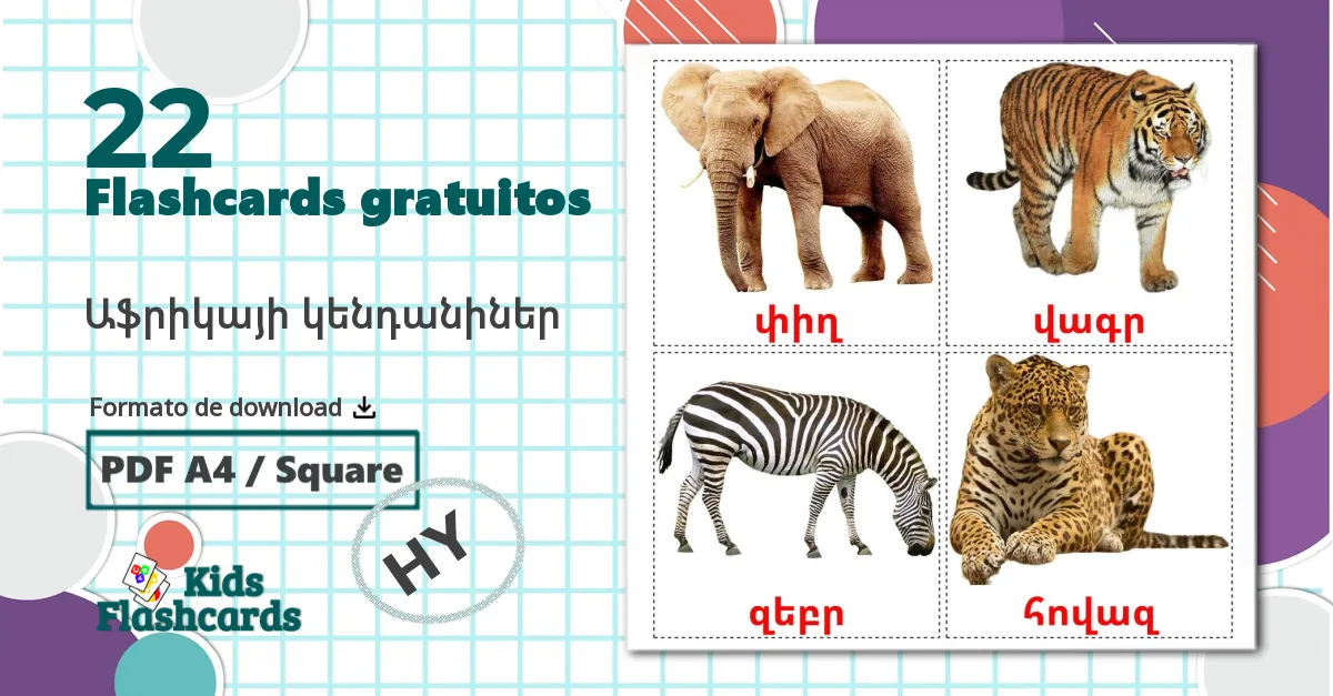 22 Flashcards de Աֆրիկայի կենդանիներ