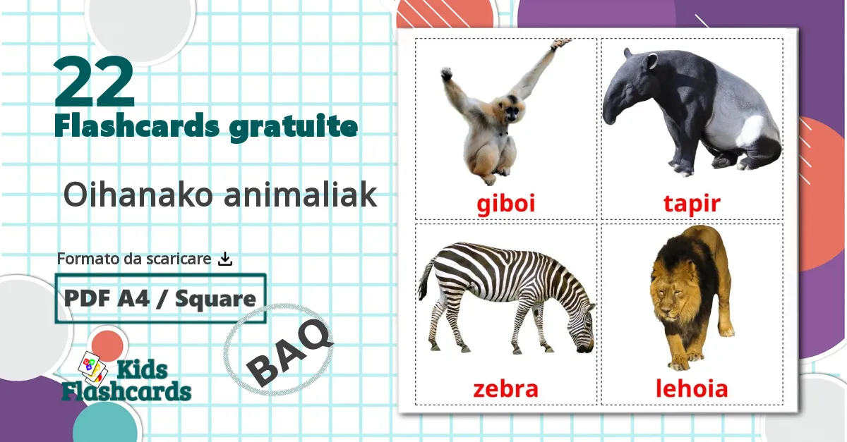 22 flashcards di  Oihanako animaliak