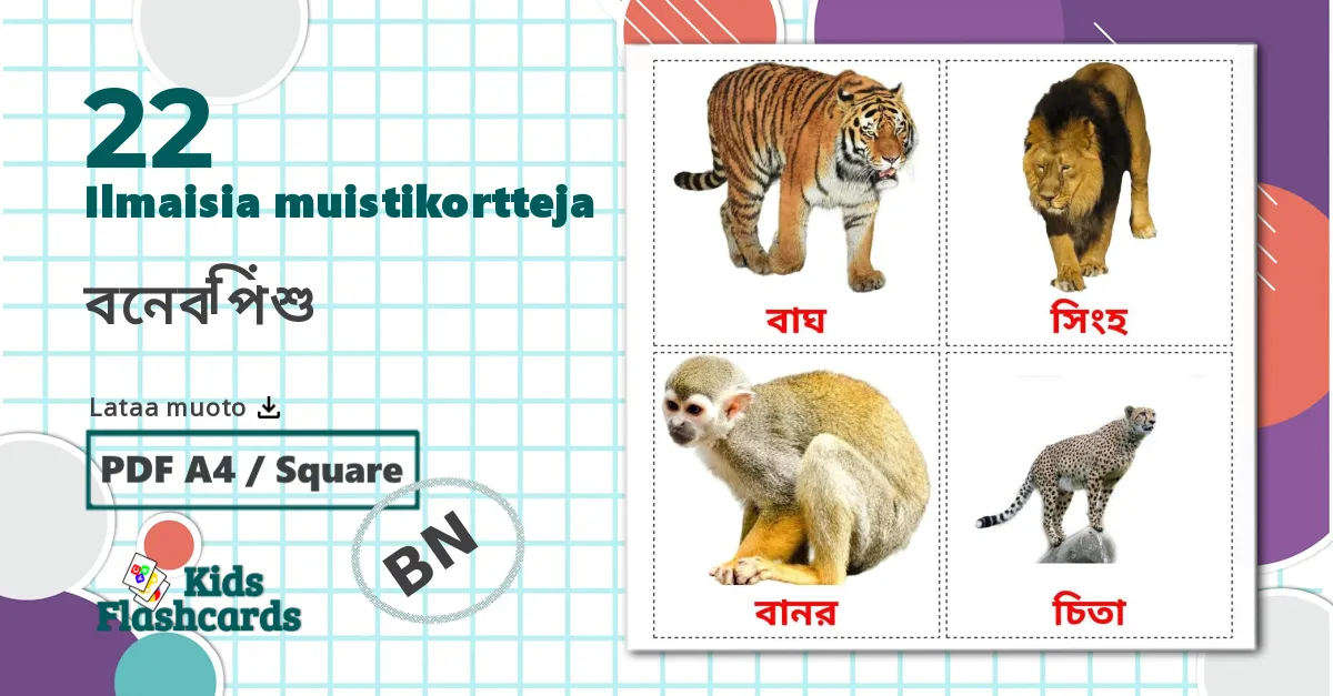 22 বনের পশু  lasten kuvakortit