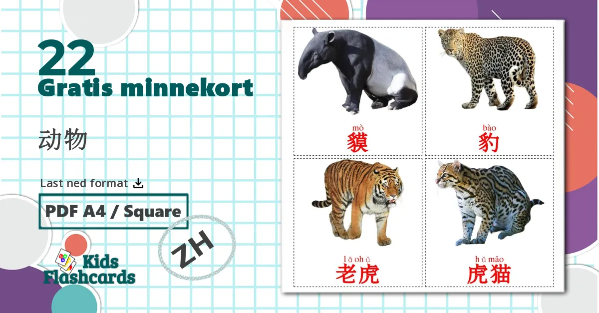 22 动物 bildekort