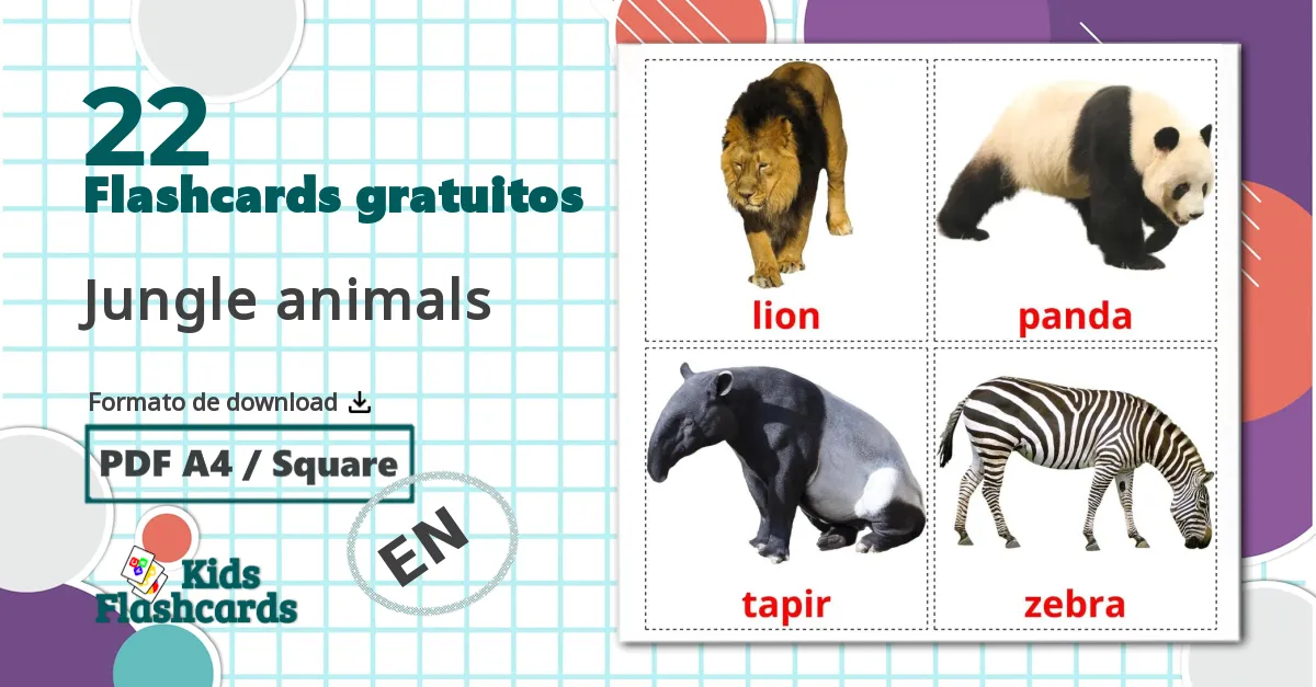 Flashcards de Animais da Selva