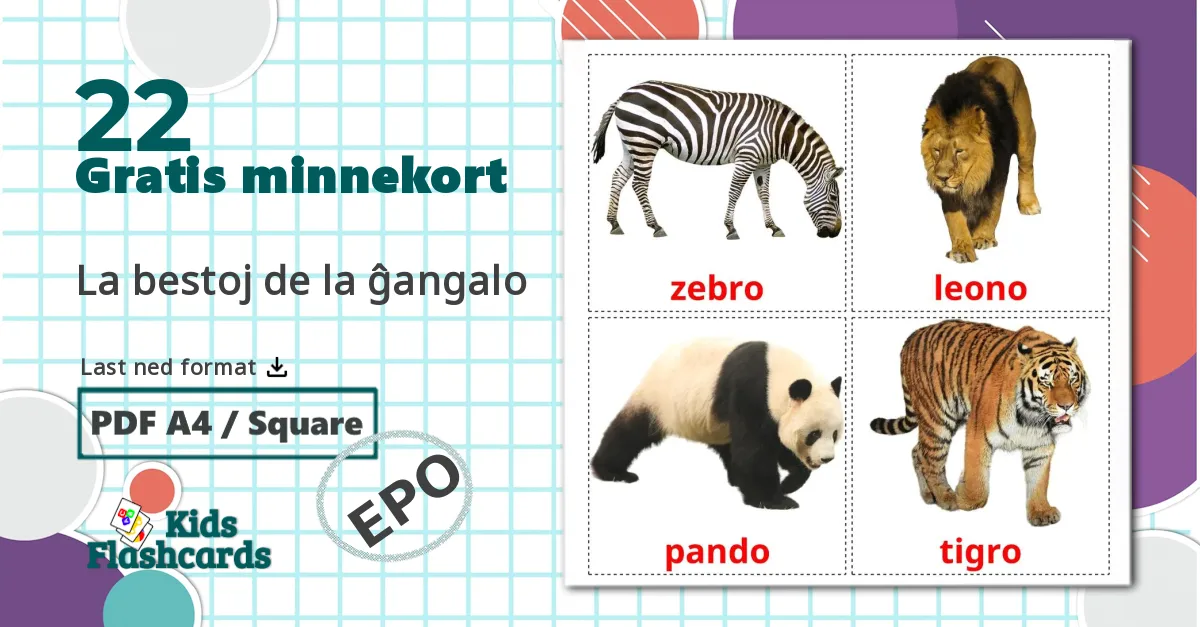 22 La bestoj de la ĝangalo bildekort