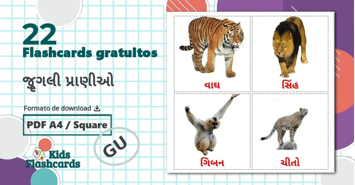 22 Flashcards de જંગલી પ્રાણીઓ