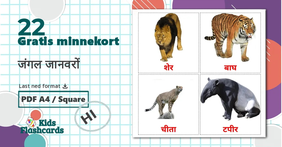 22 flashcards di जंगल जानवरों