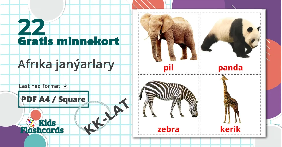 22 Afrıka janýarlary bildekort