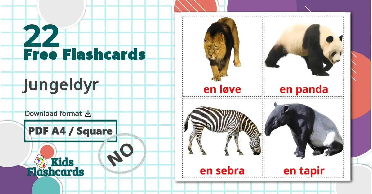 22 Jungle animals flashcards