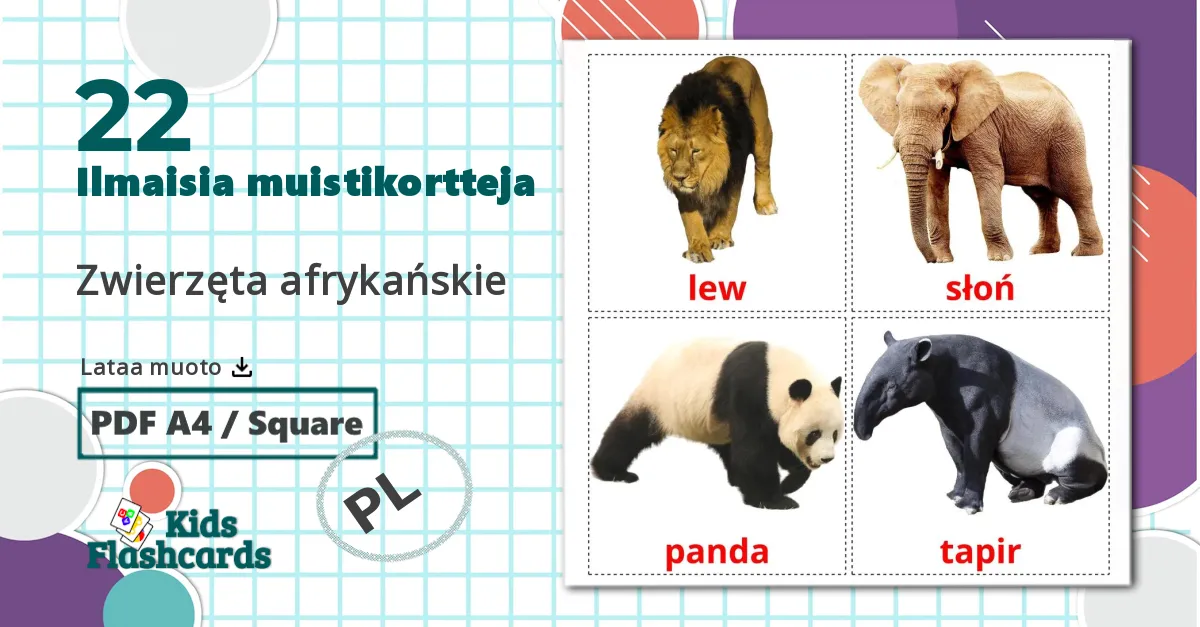 22 Zwierzęta afrykańskie lasten kuvakortit