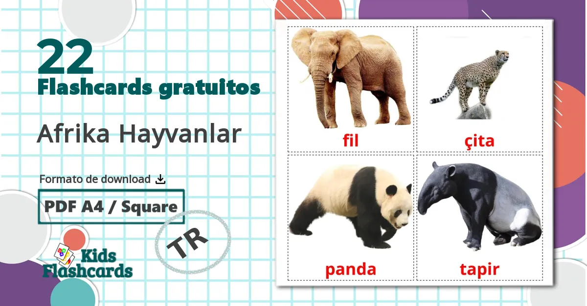 22 Flashcards de Afrika Hayvanlar