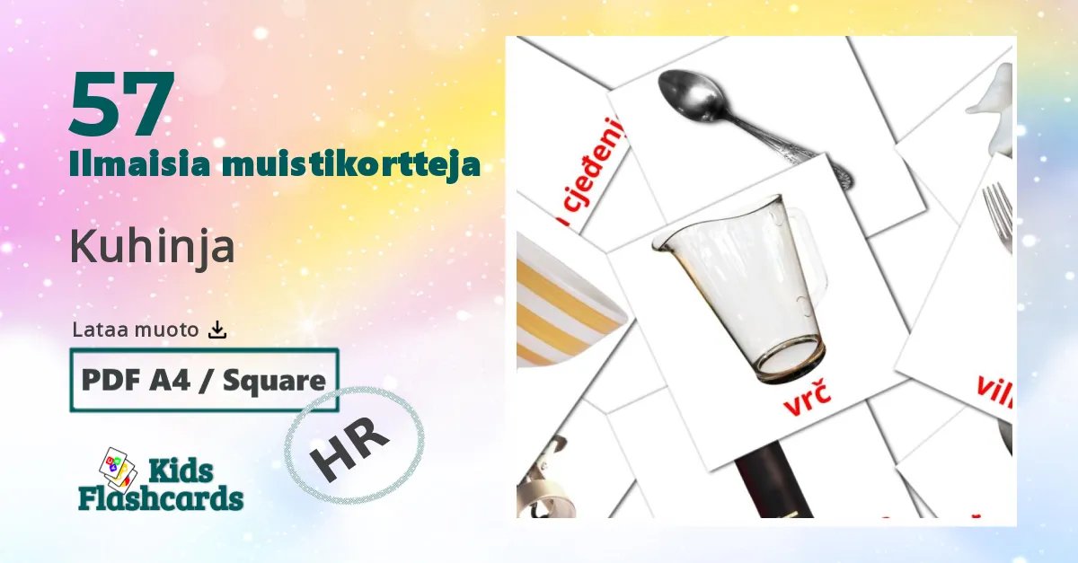 Kuhinja – lasten kuvakortit kroaattiksi sanastoon