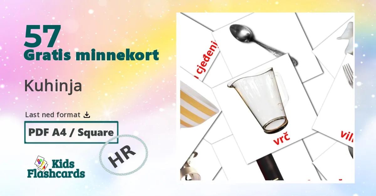 Kuhinja bildekort for barn på kroatisk
