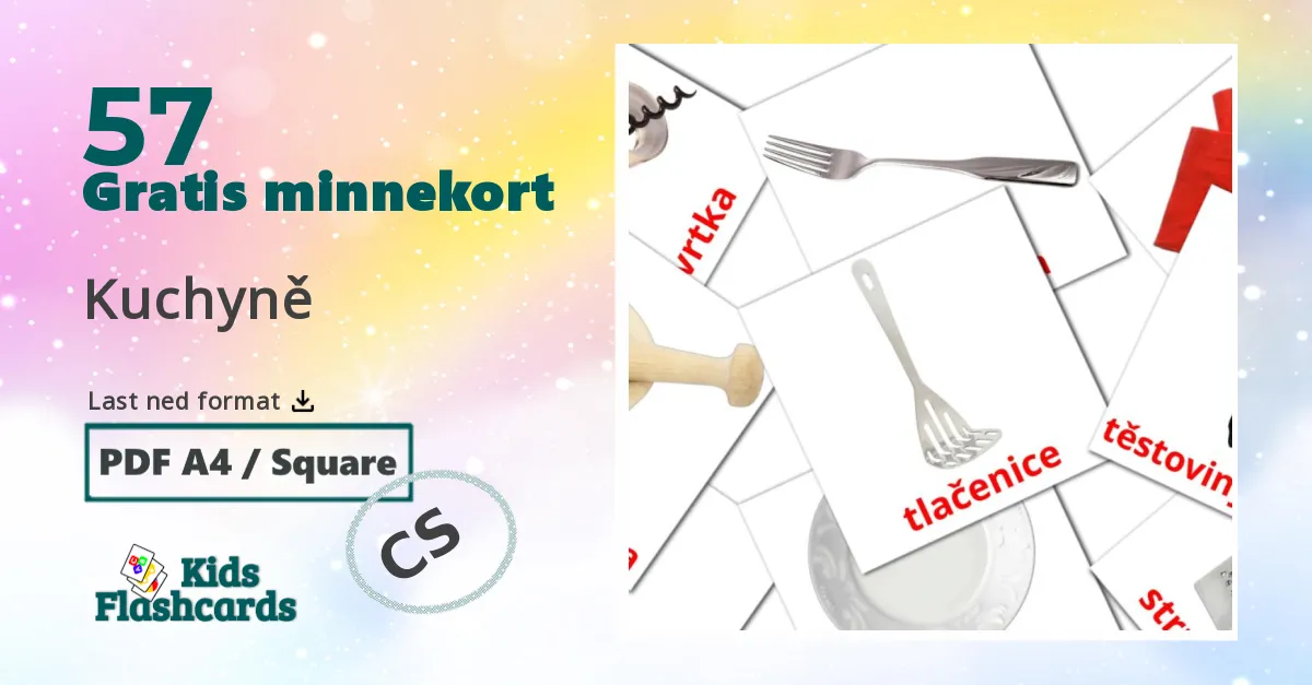 Kuchyně bildekort for barn på tsjekkisk