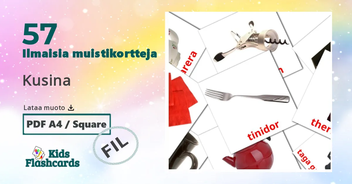Kusina – lasten kuvakortit filippiiniläiseksi sanastoon