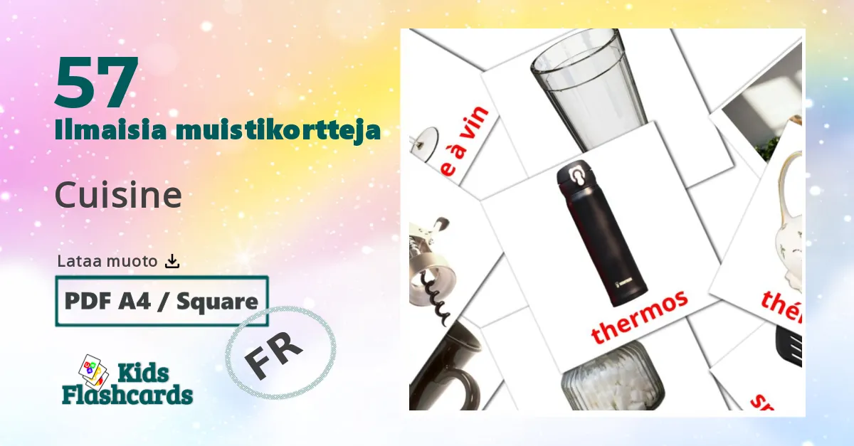Cuisine – lasten kuvakortit ranskalaiseksi sanastoon