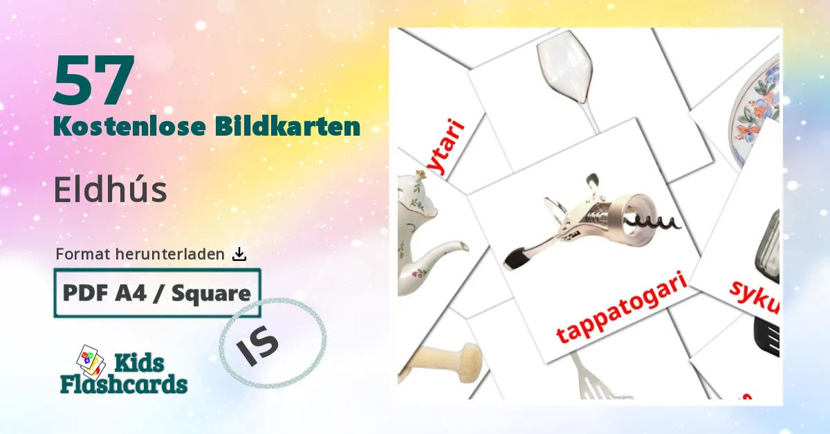 Isländisch Eldhúse Vokabelkarteikarten