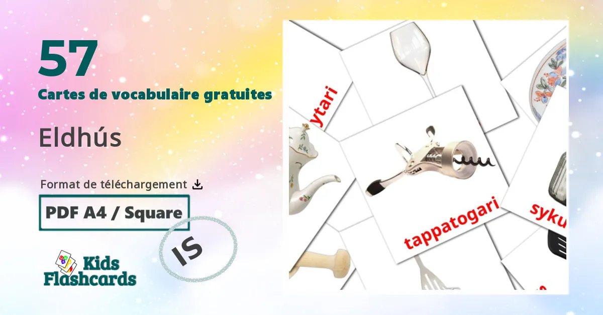 Fiches de Vocabulaire islandaises sur Eldhús