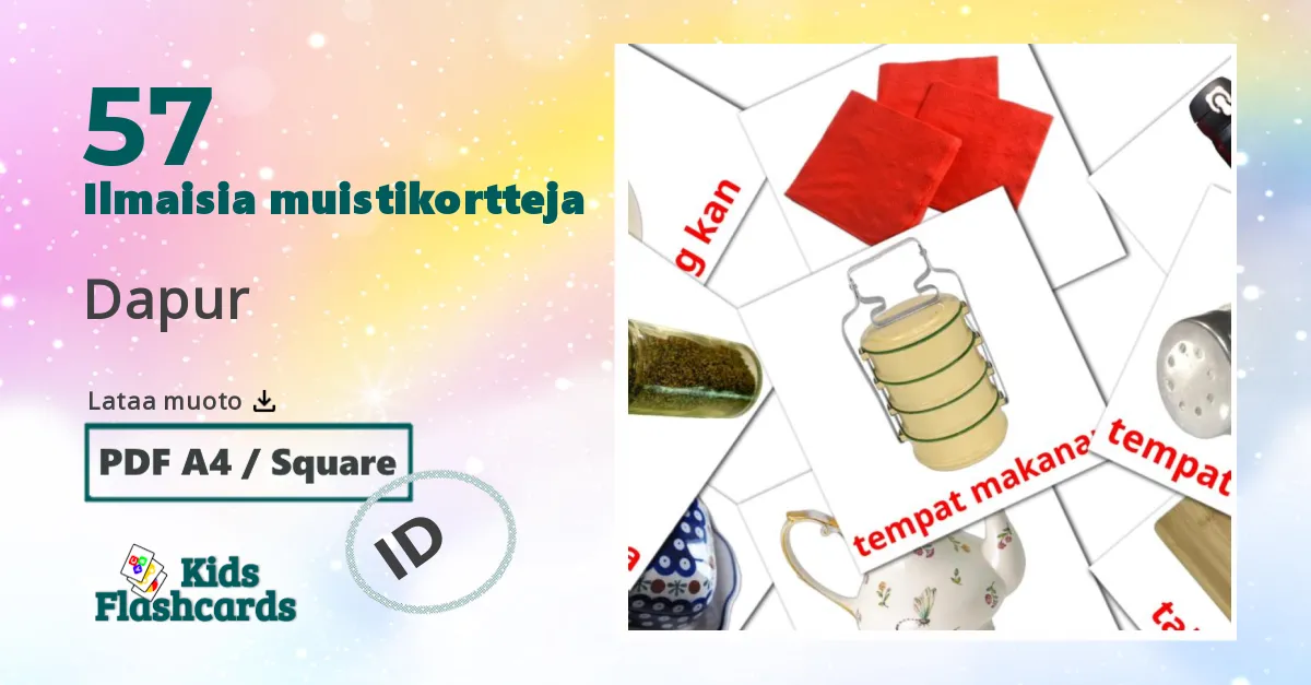 Dapur – lasten kuvakortit indonesialaiseksi sanastoon
