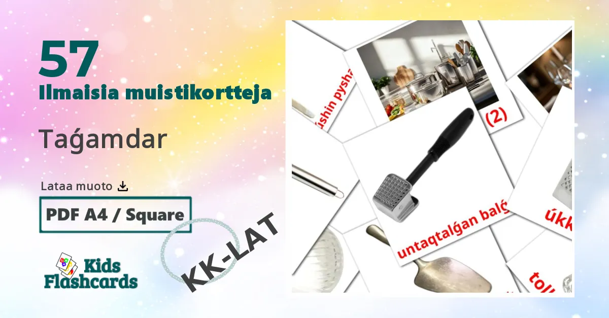 Taǵamdar – lasten kuvakortit kazakhksi(latina) sanastoon