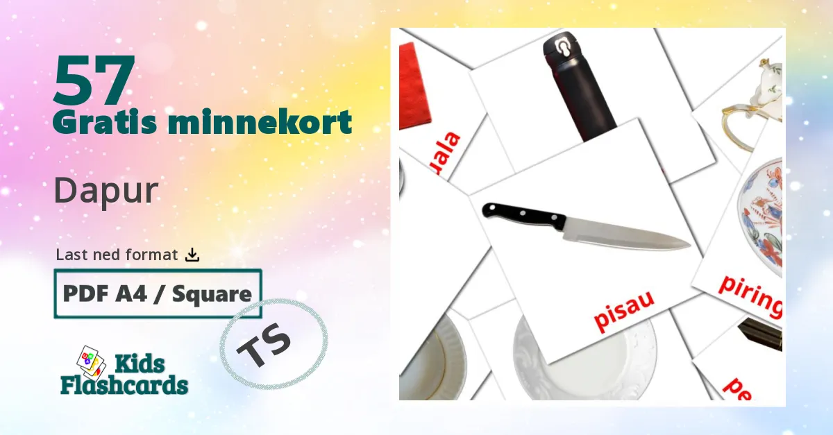 Dapur bildekort for barn på malay