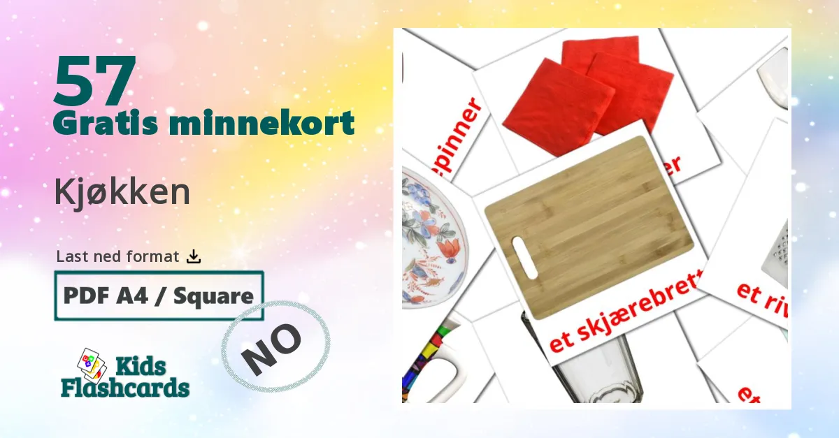 Kjøkken bildekort for barn på marathi