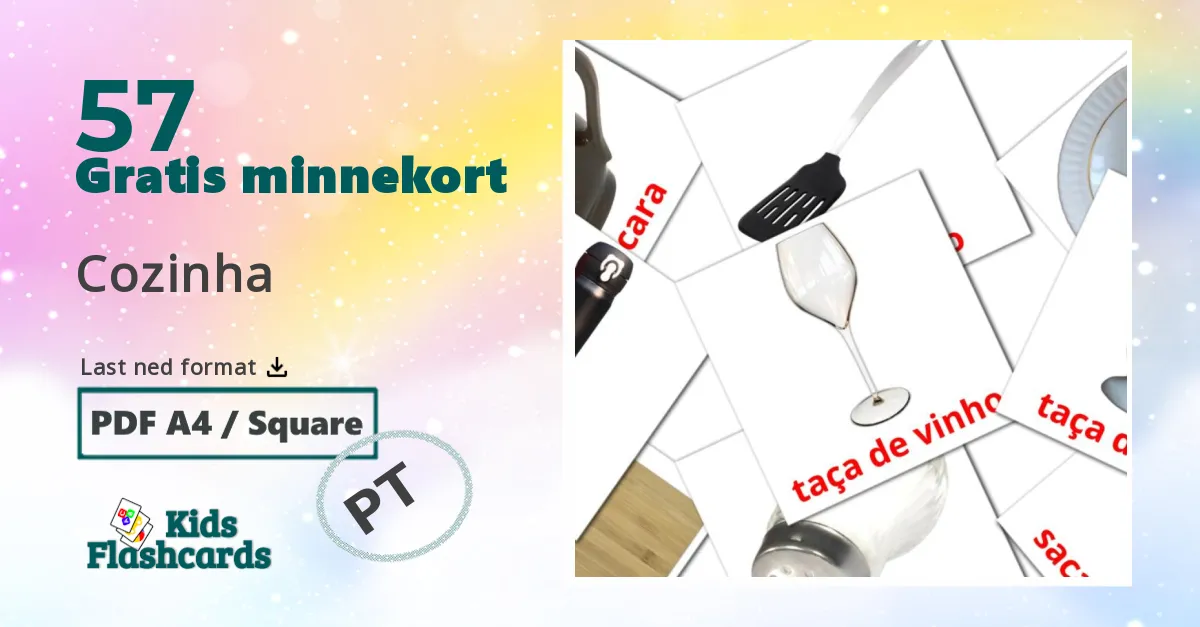 Cozinha bildekort for barn på portuguese