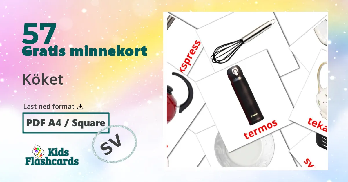 Köket bildekort for barn på svensk