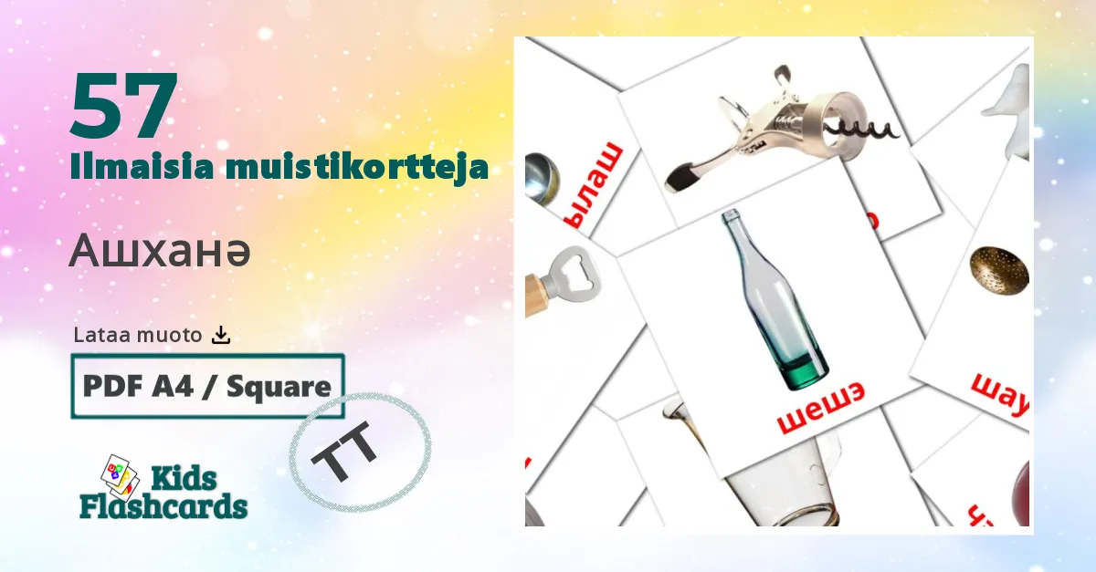 Ашханә – lasten kuvakortit tatarksi sanastoon