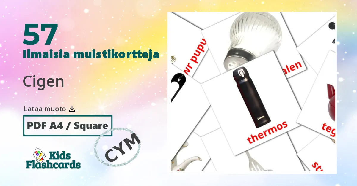 Keittiö lasten kuvakortit