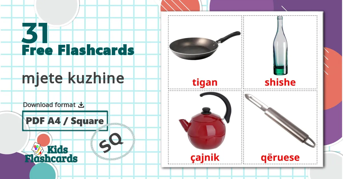 Kitchenware - albanian vocabulary cards