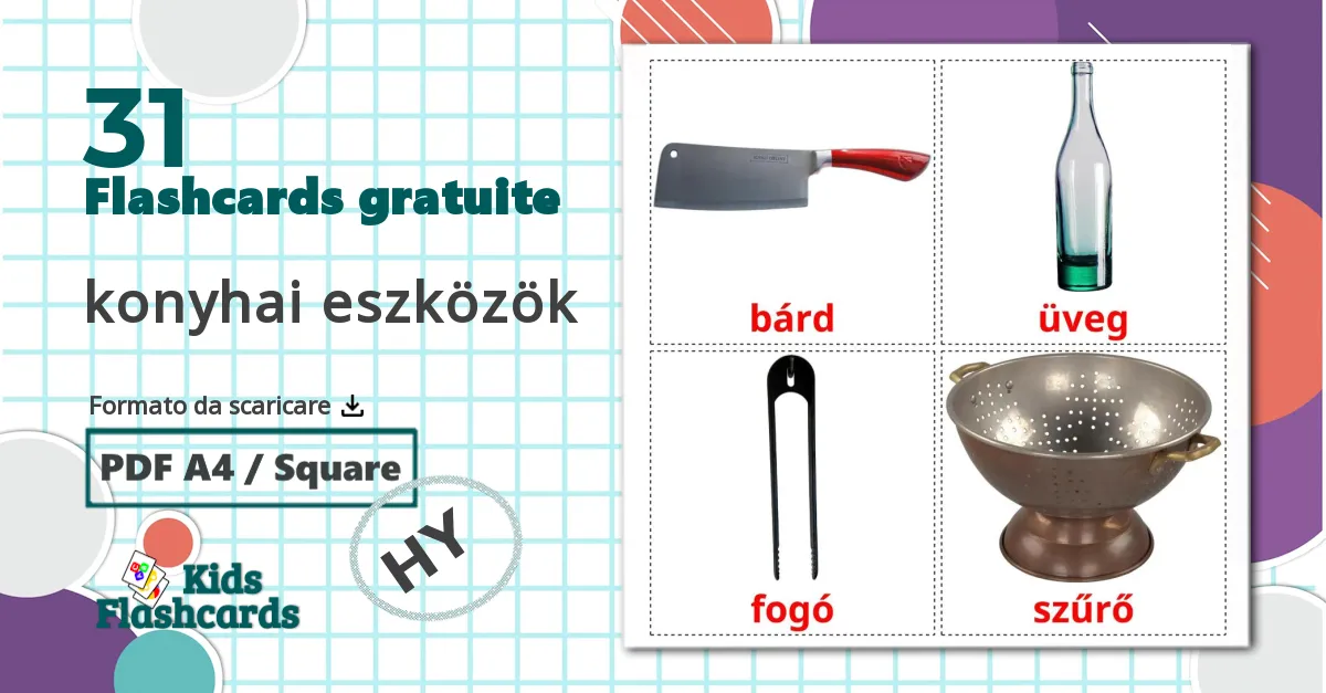 31 flashcards di Utensili da cucina