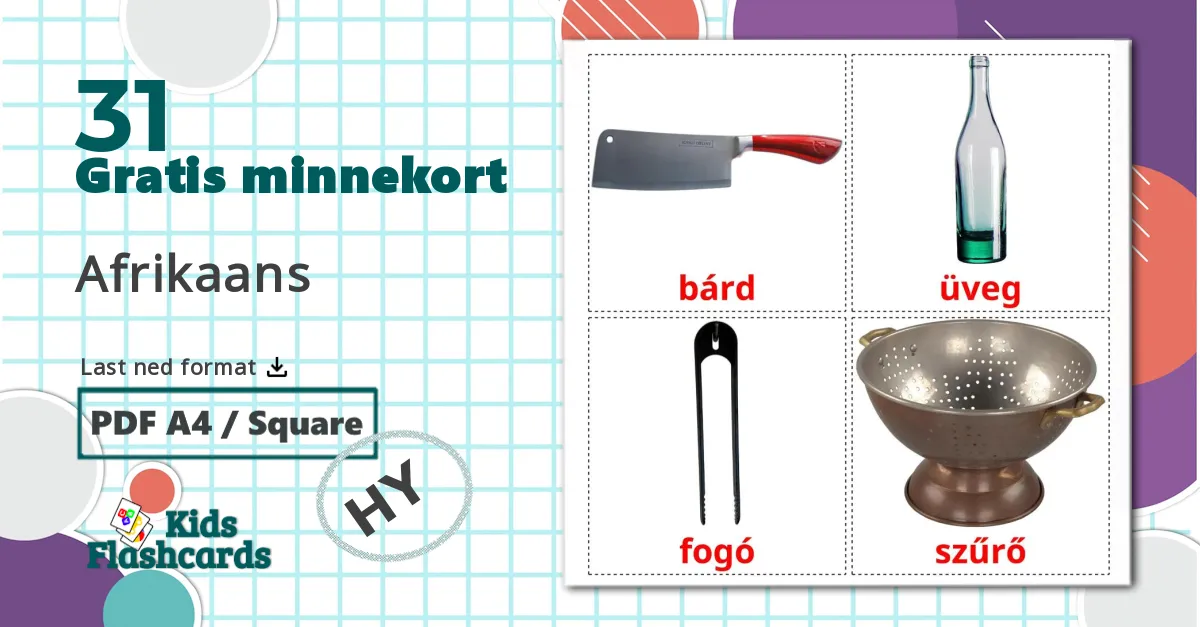 31 Kjøkkenutstyr bildekort
