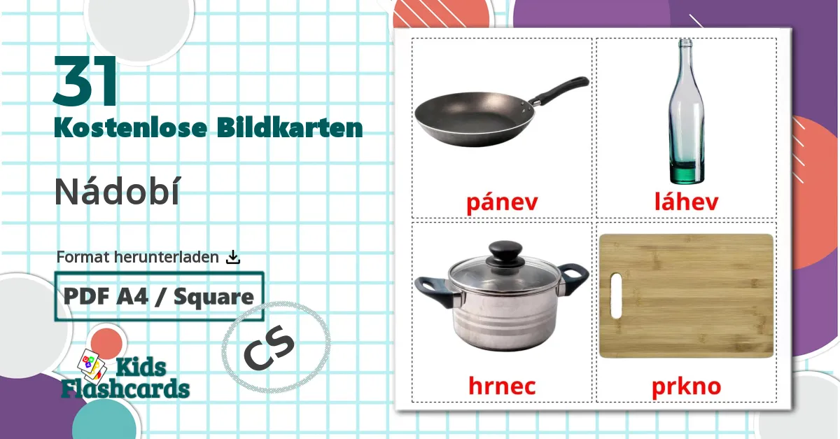 31 Bildkarten für Nádobí