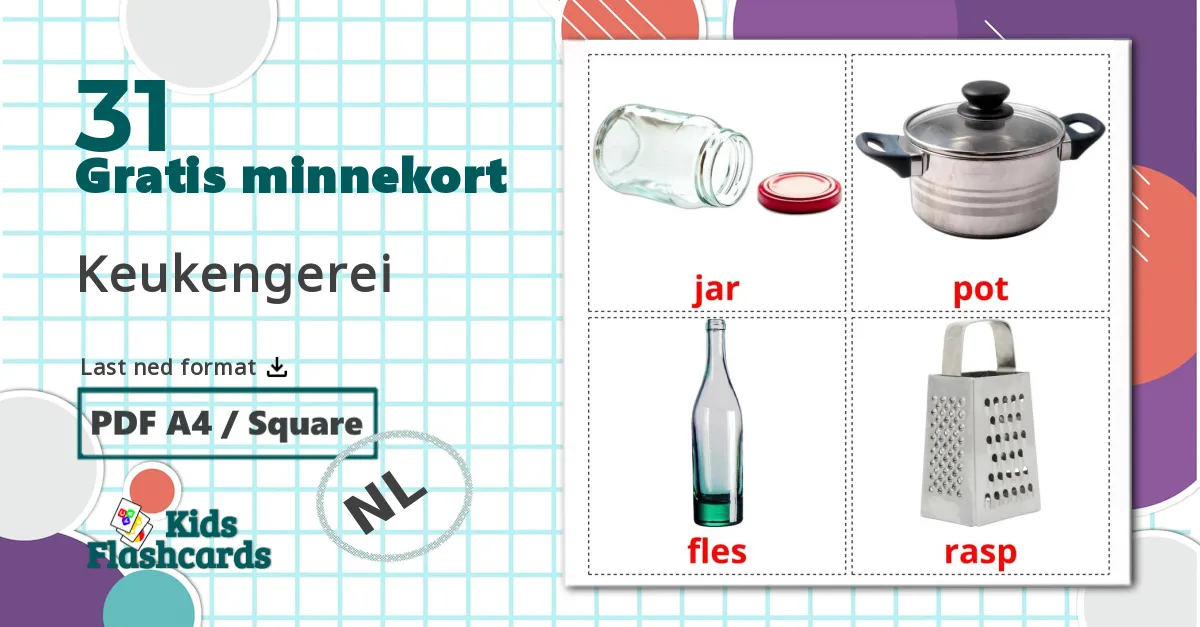 31 Keukengerei bildekort