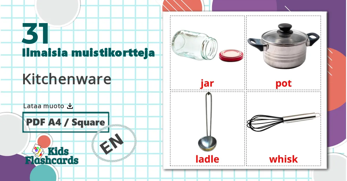 31 Kitchenware lasten kuvakortit