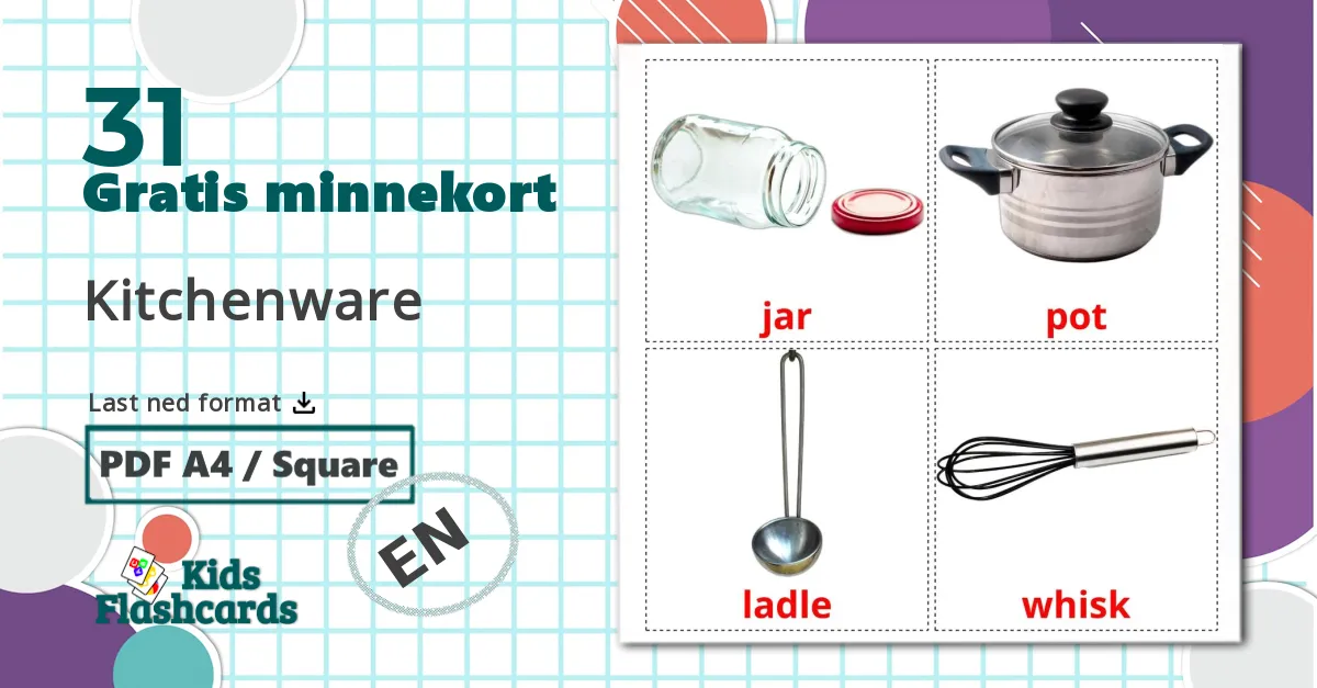 31 Kitchenware bildekort
