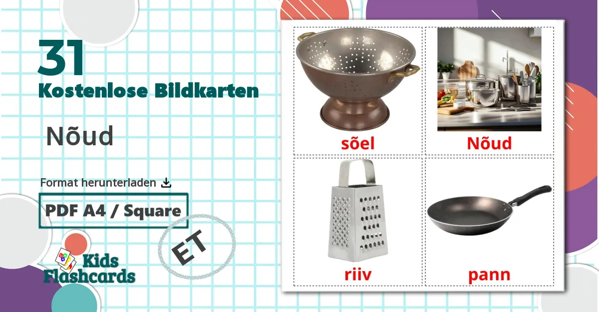 31 Bildkarten für  Nõud