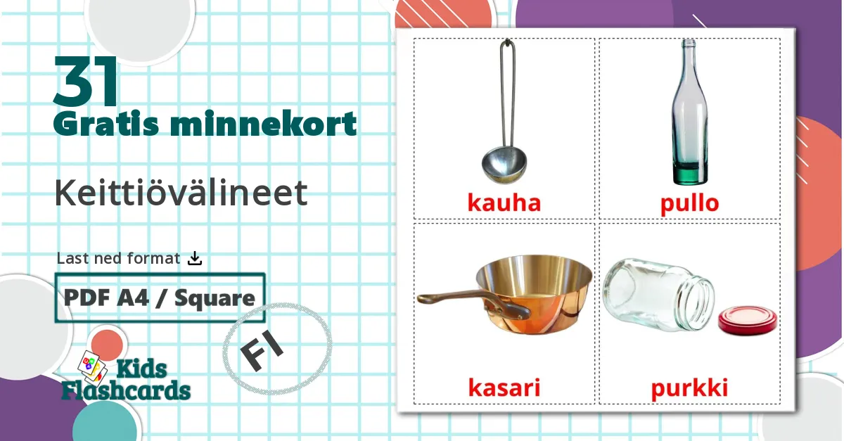31 Keittiövälineet bildekort