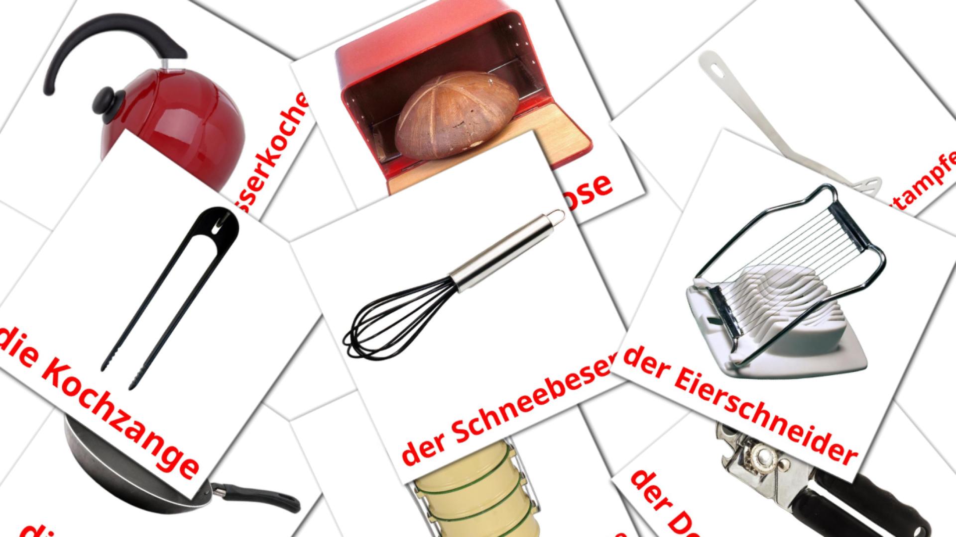 Utensilios de cocina - tarjetas de vocabulario en alemán