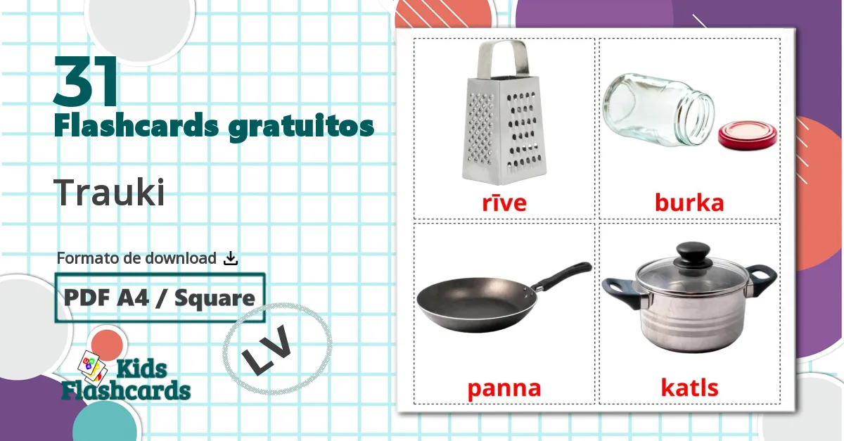 31 Flashcards de Utensílios de cozinha