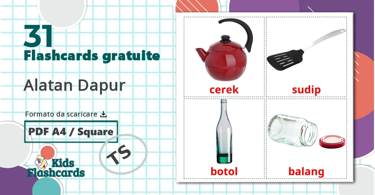 31 flashcards di Utensili da cucina