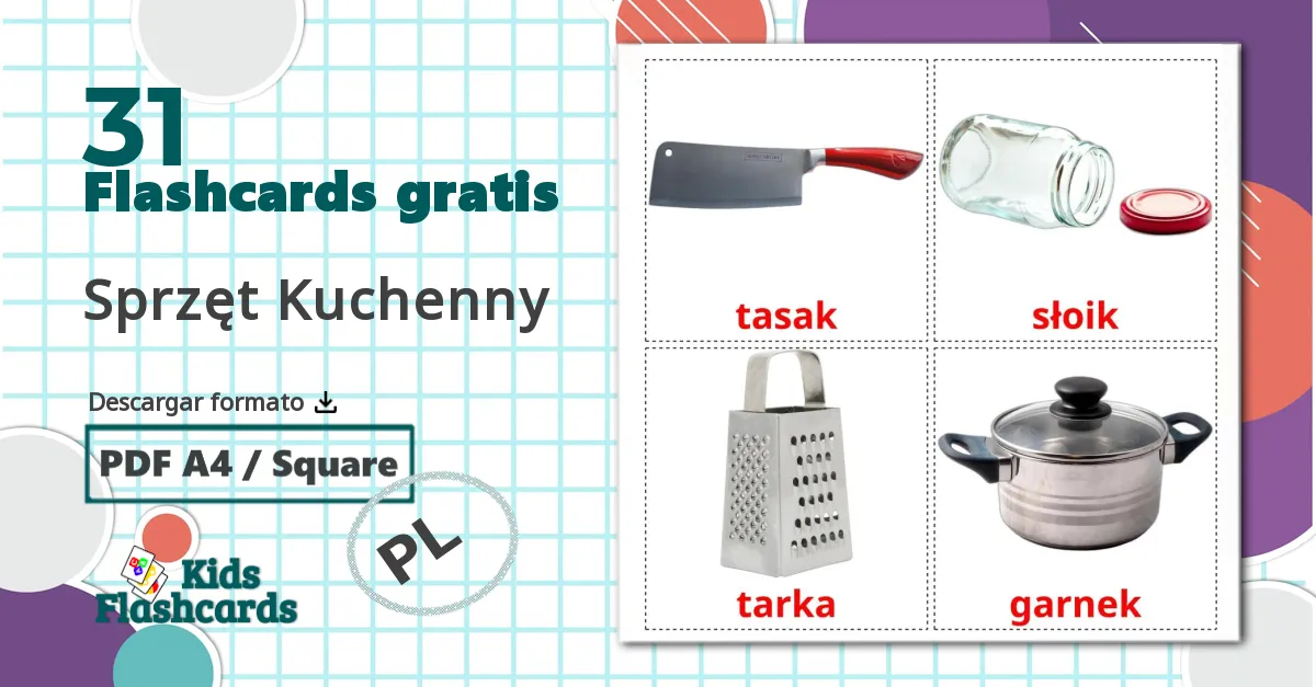 31 tarjetas didacticas de Sprzęt Kuchenny