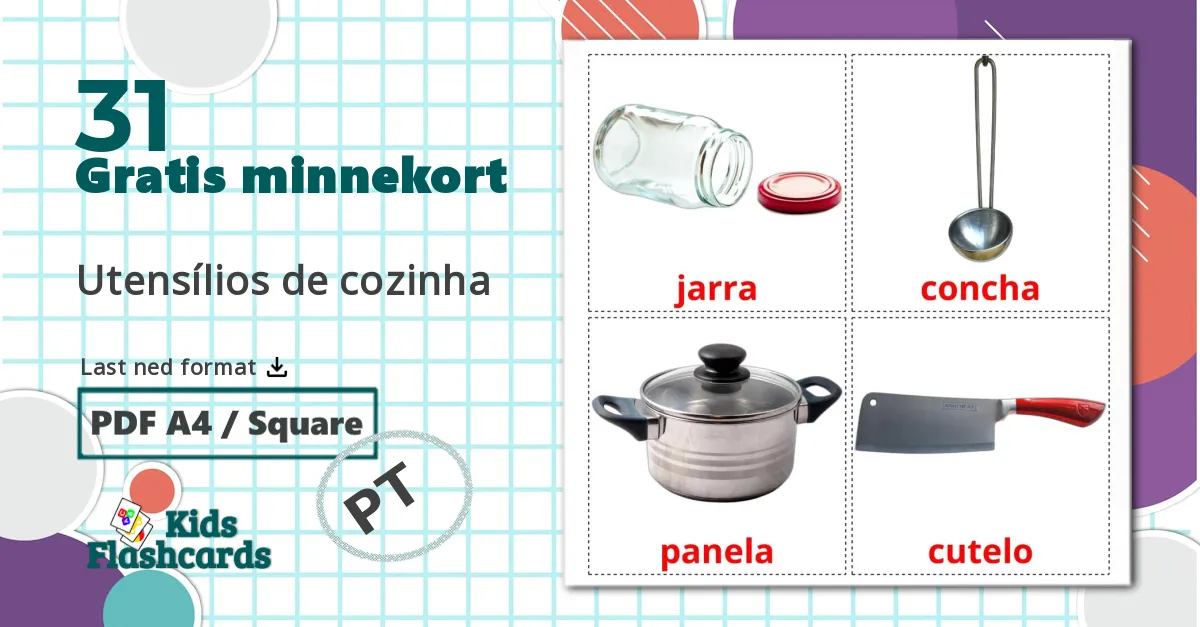 31 Utensílios de cozinha bildekort