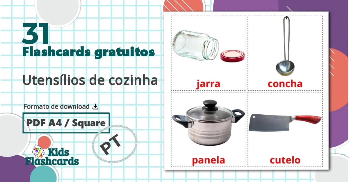 31 Flashcards de Utensílios de cozinha