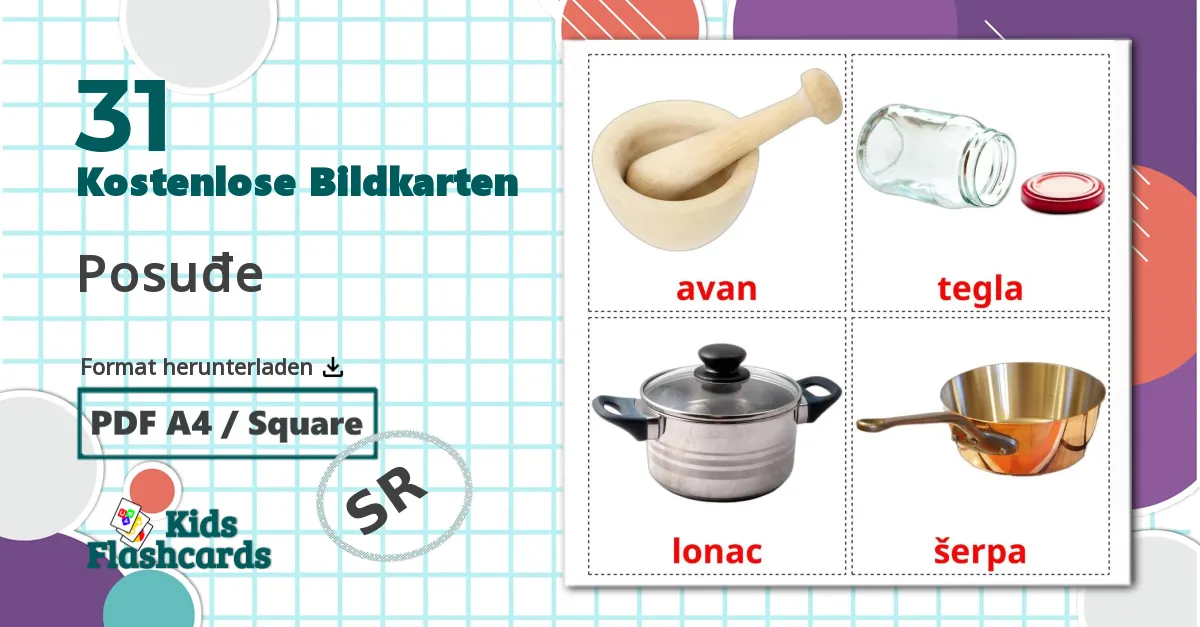 31 Bildkarten für Posuđe