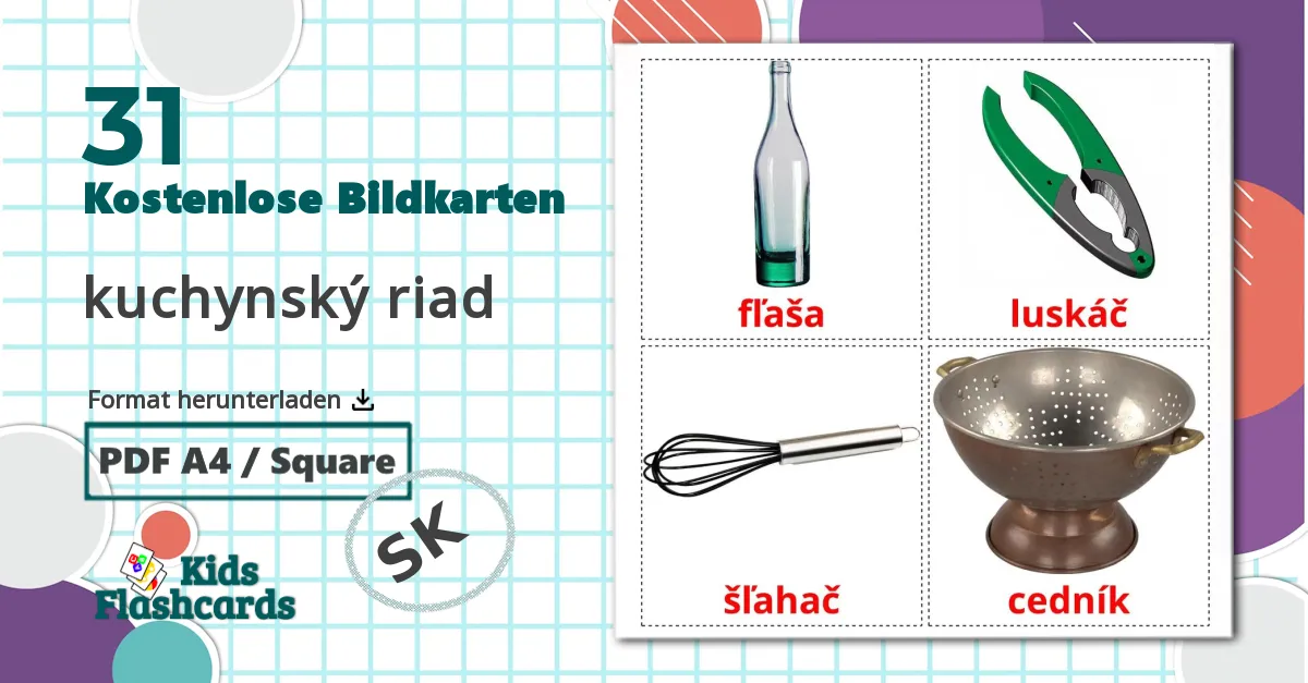 31 Bildkarten für kuchynský riad