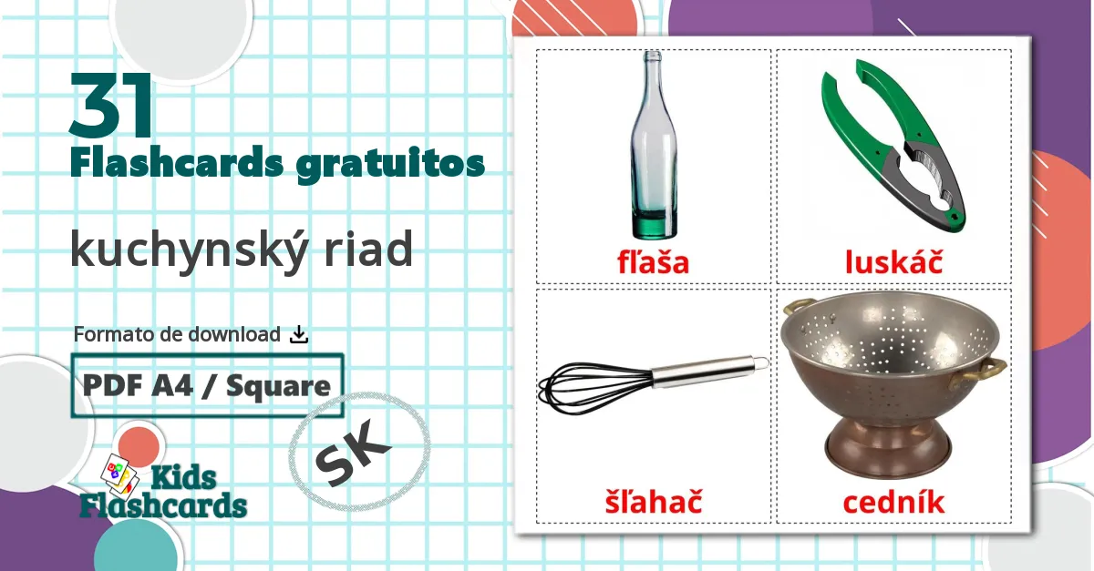 31 Flashcards de Utensílios de cozinha