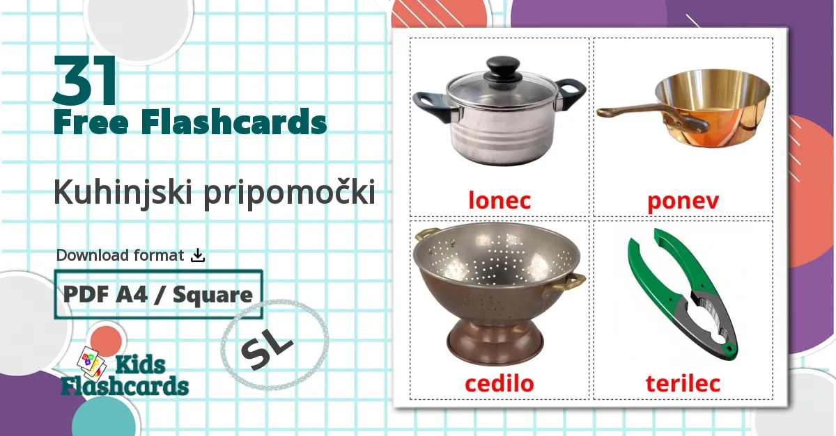 31 Kuhinjski pripomočki flashcards