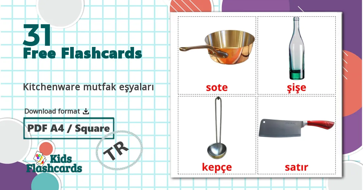 31 Kitchenware mutfak eşyaları  flashcards