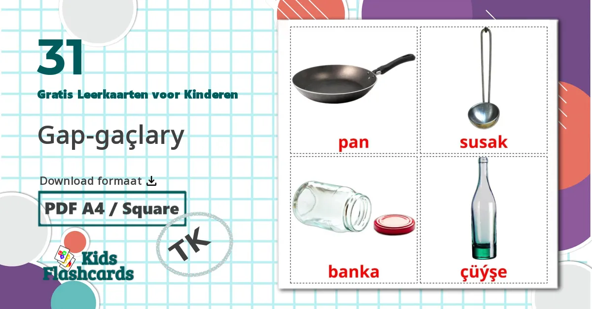 31 Keukengerei Leerkaarten voor kinderen